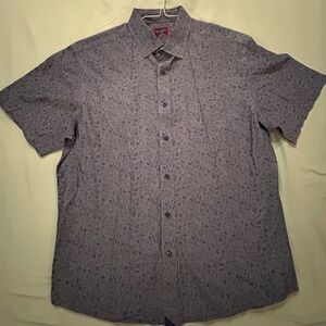 Mens Untuckit, Large, Maloney, Blue patterned, Short sleeve, button down